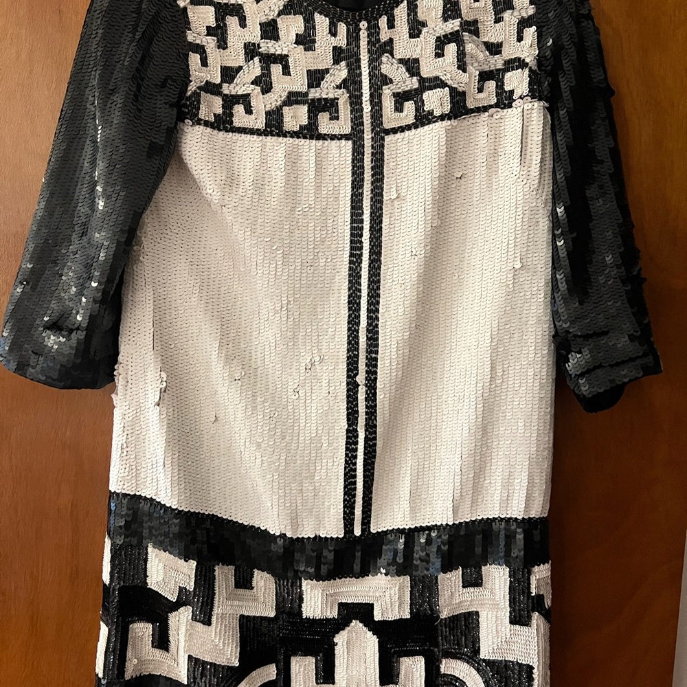 French Connection Black and White Sequin Dress